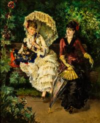 Harry Humphrey Moore, (American, 1844–1926), Two Women and a Dog