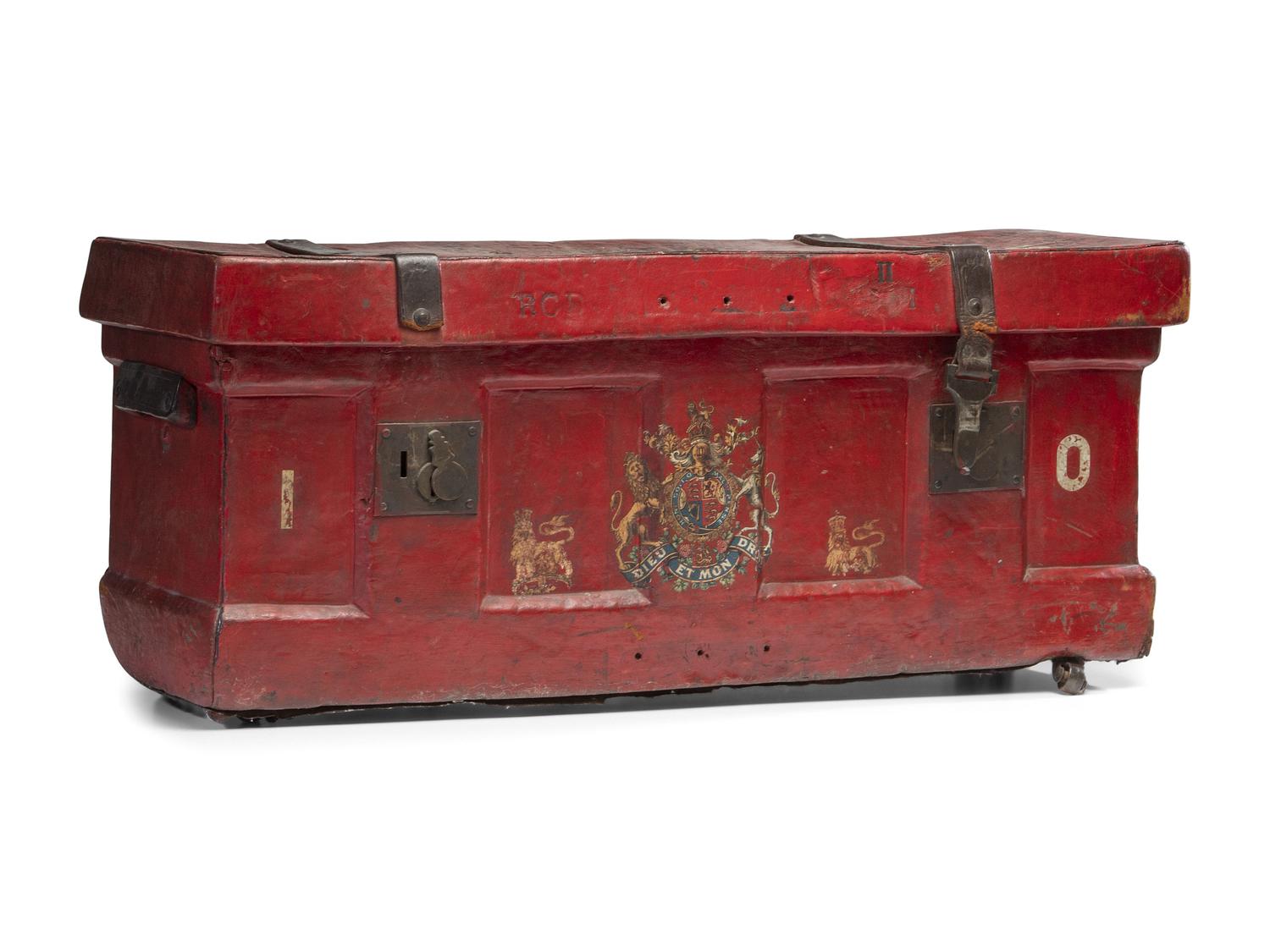 An English Painted Leather Trunk