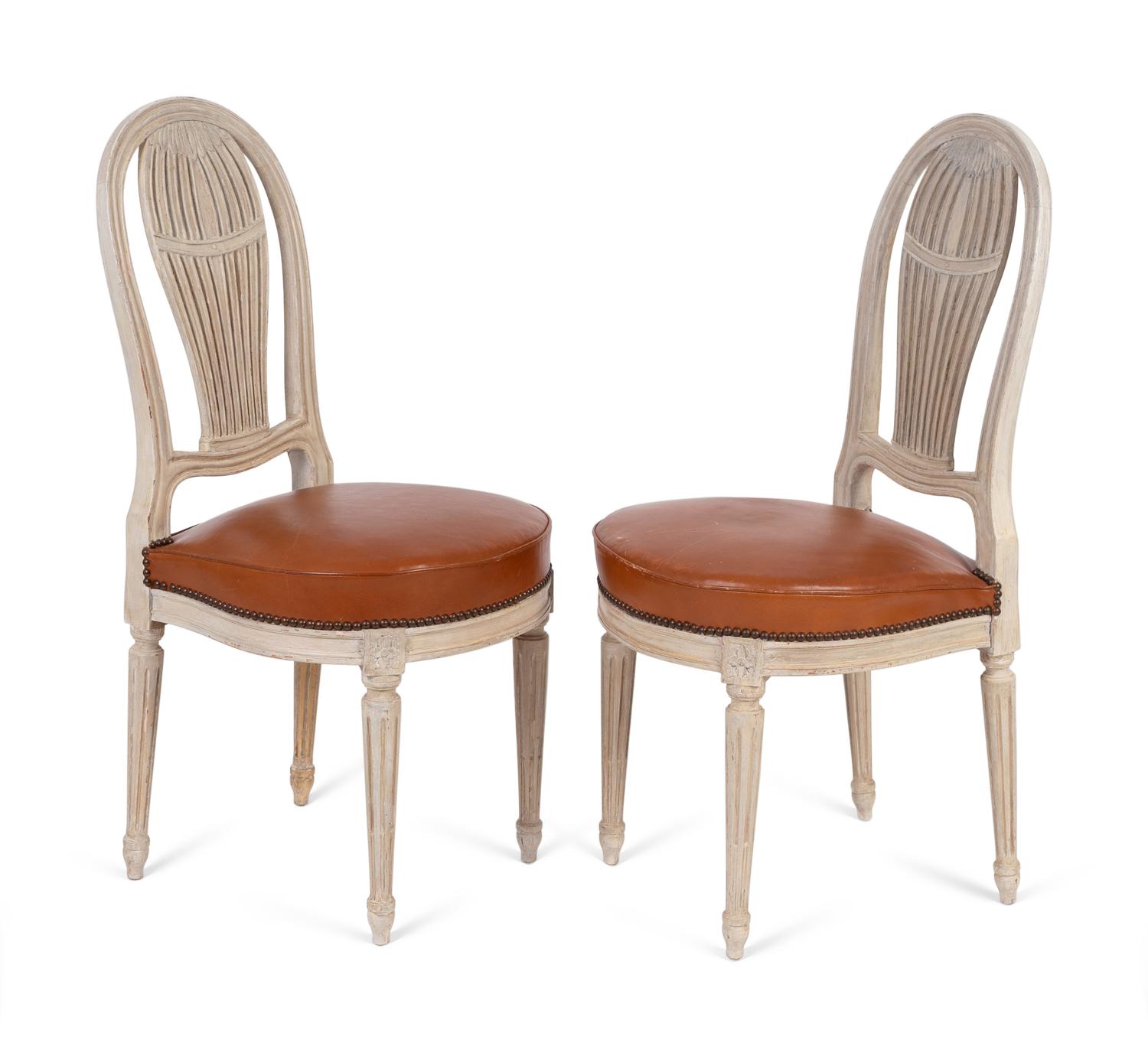 A Pair of Louis XVI Style Painted Montgolfier Side Chairs — YALE BERGE, 20TH CENTURY