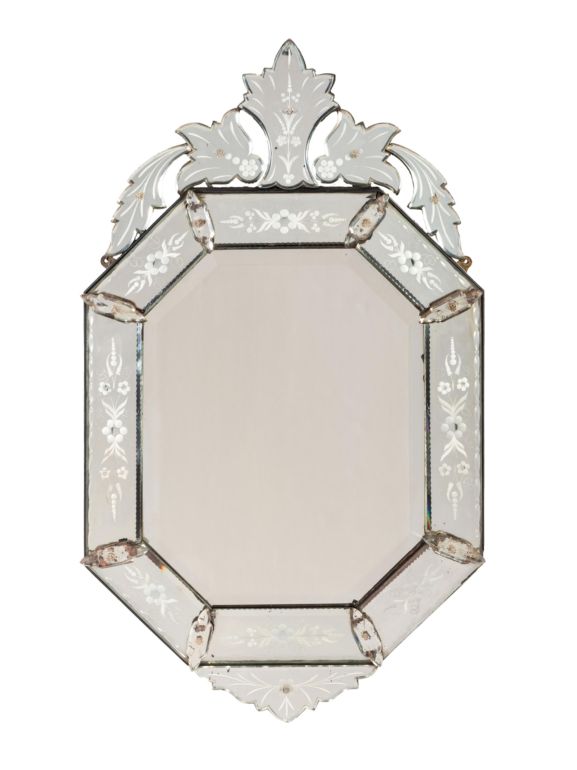 A Venetian Etched Glass Mirror
