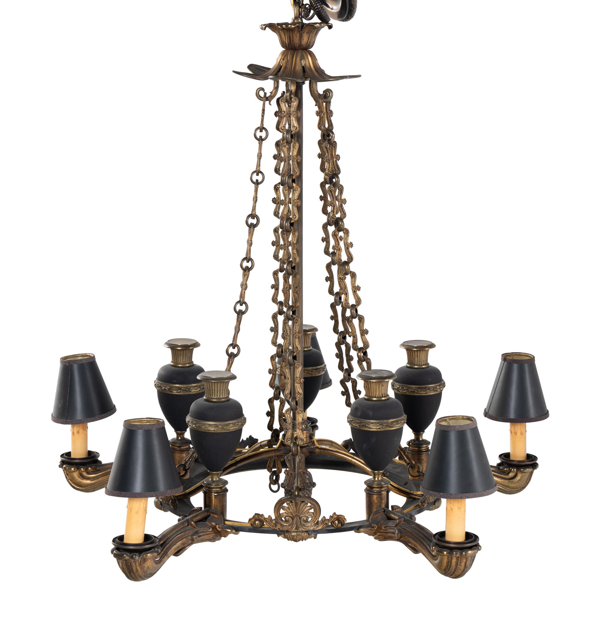 A William IV Style Gilt Metal Five-Light Chandelier