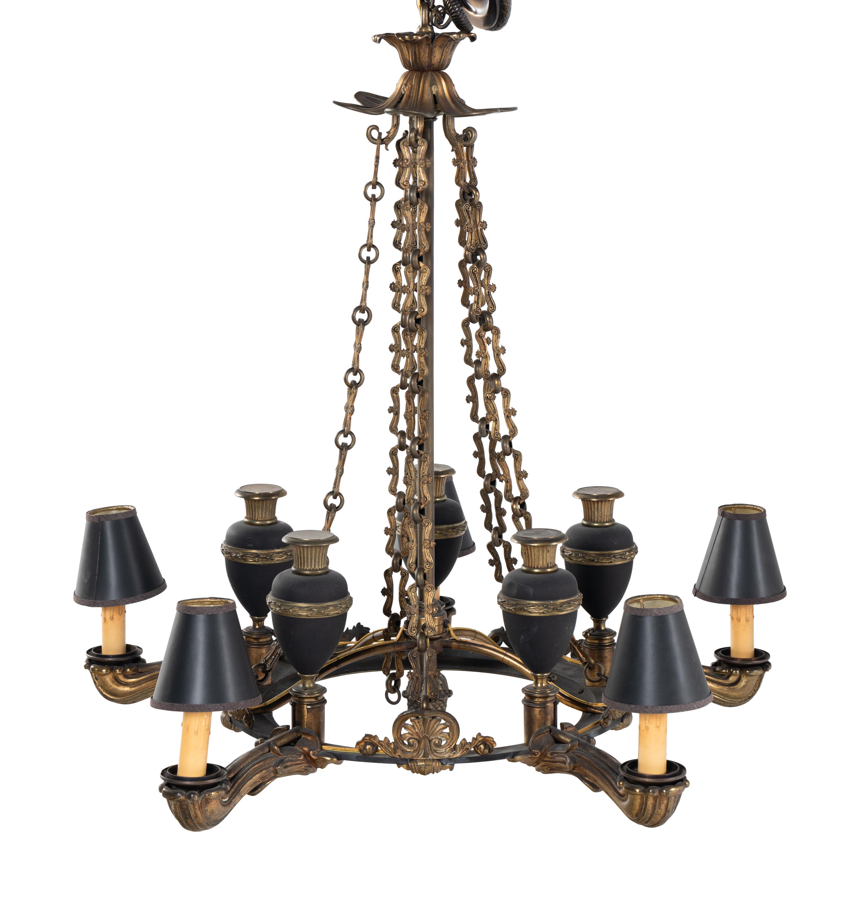 A William IV Style Gilt Metal Five-Light Chandelier