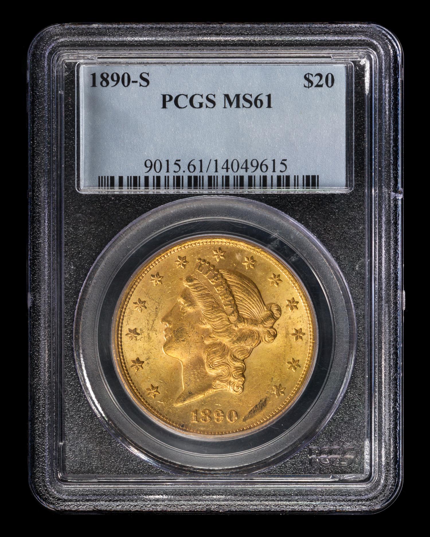 A United States 1890-S Liberty Head $20 Gold Coin