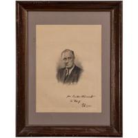 ROOSEVELT, Franklin Delano (1882-1945). Engraving signed and inscribed below image ("Franklin D. Roosevelt"). N.p., 7 February 1939.