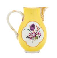 A Meissen Painted and Parcel Gilt Yellow Ground Porcelain Milk Jug