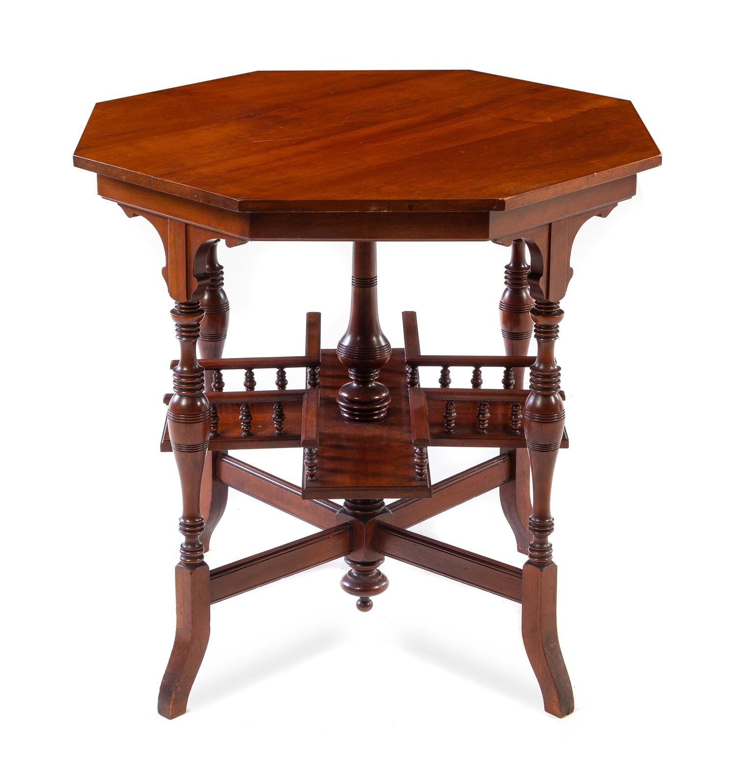 A Victorian Walnut Library Table Height 29 x width 30 inches. — LATE 19TH CENTURY