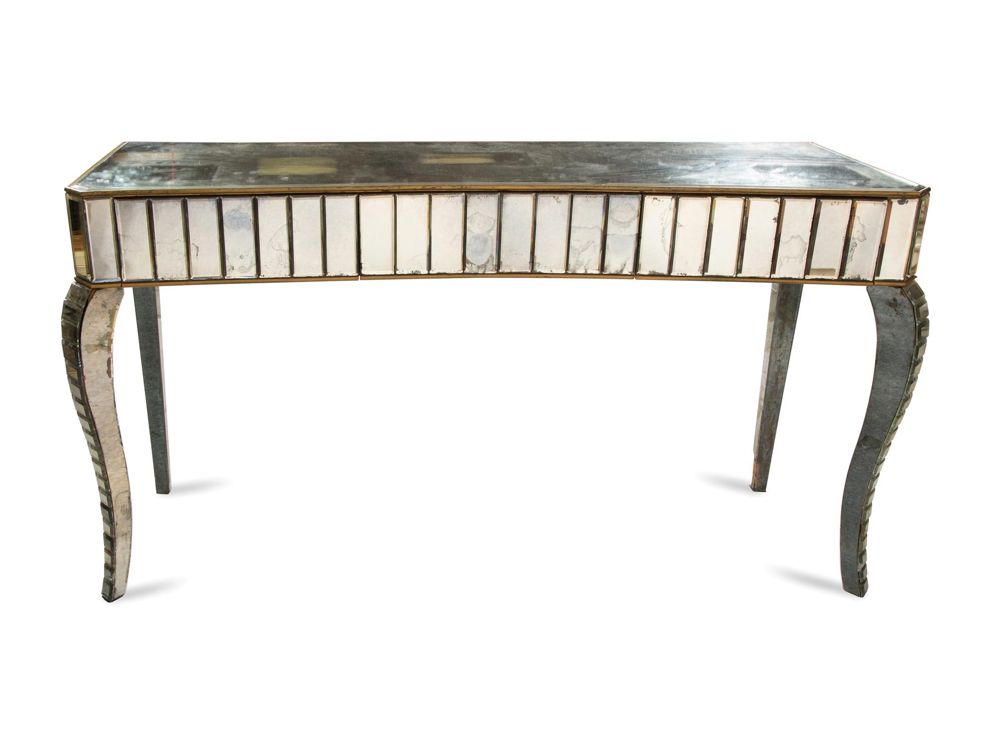 An Art Deco Style Mirrored-Veneer Console Table