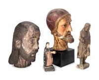 Four Continental Carved and Painted Wood Articles