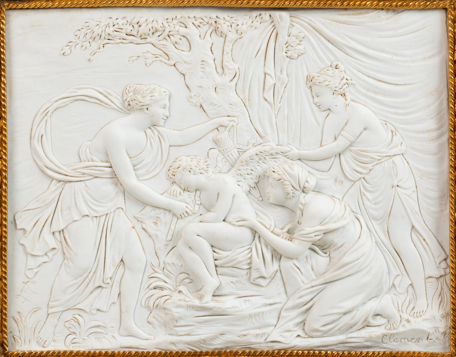 A Continental Bisque Porcelain Relief Plaque