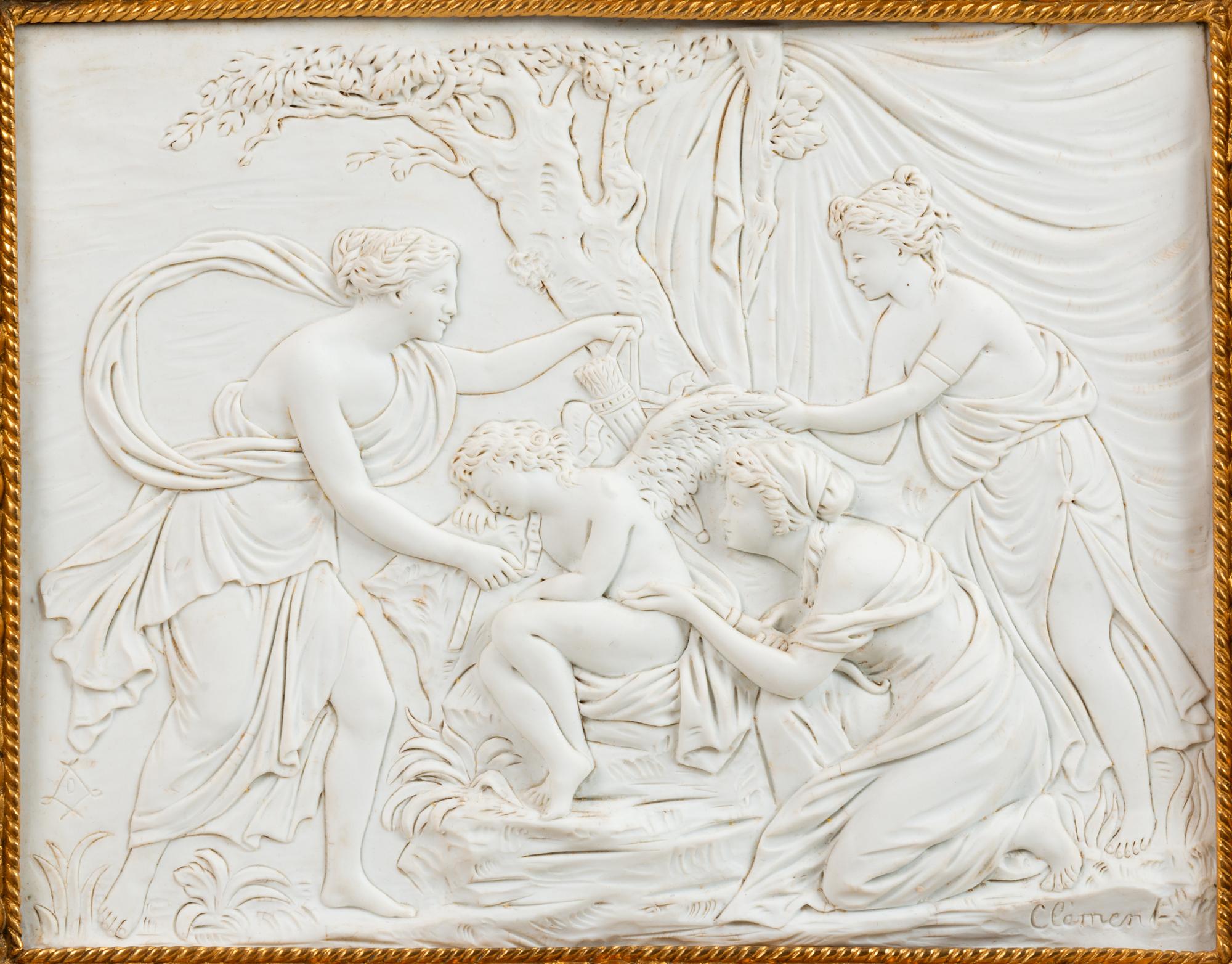 A Continental Bisque Porcelain Relief Plaque