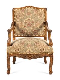 A Louis XV Style Walnut Fauteuil
