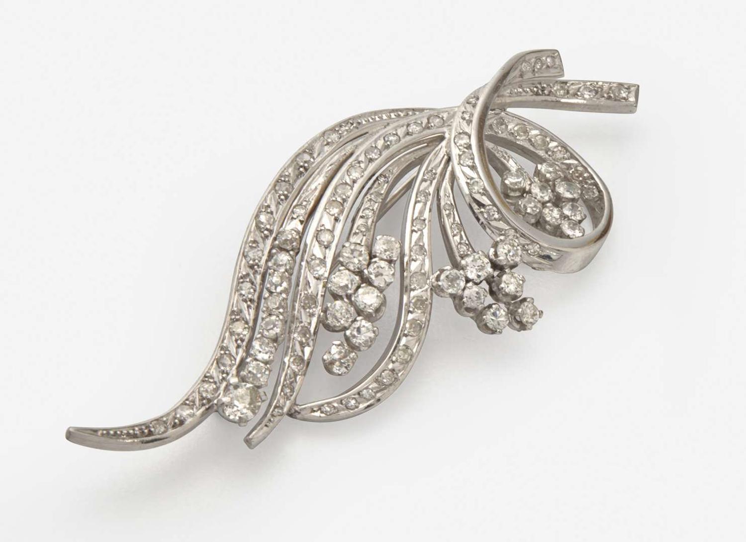 A Platinum and Diamond Brooch
