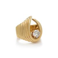 OLD EUROPEAN CUT DIAMOND AND YELLOW GOLD RING