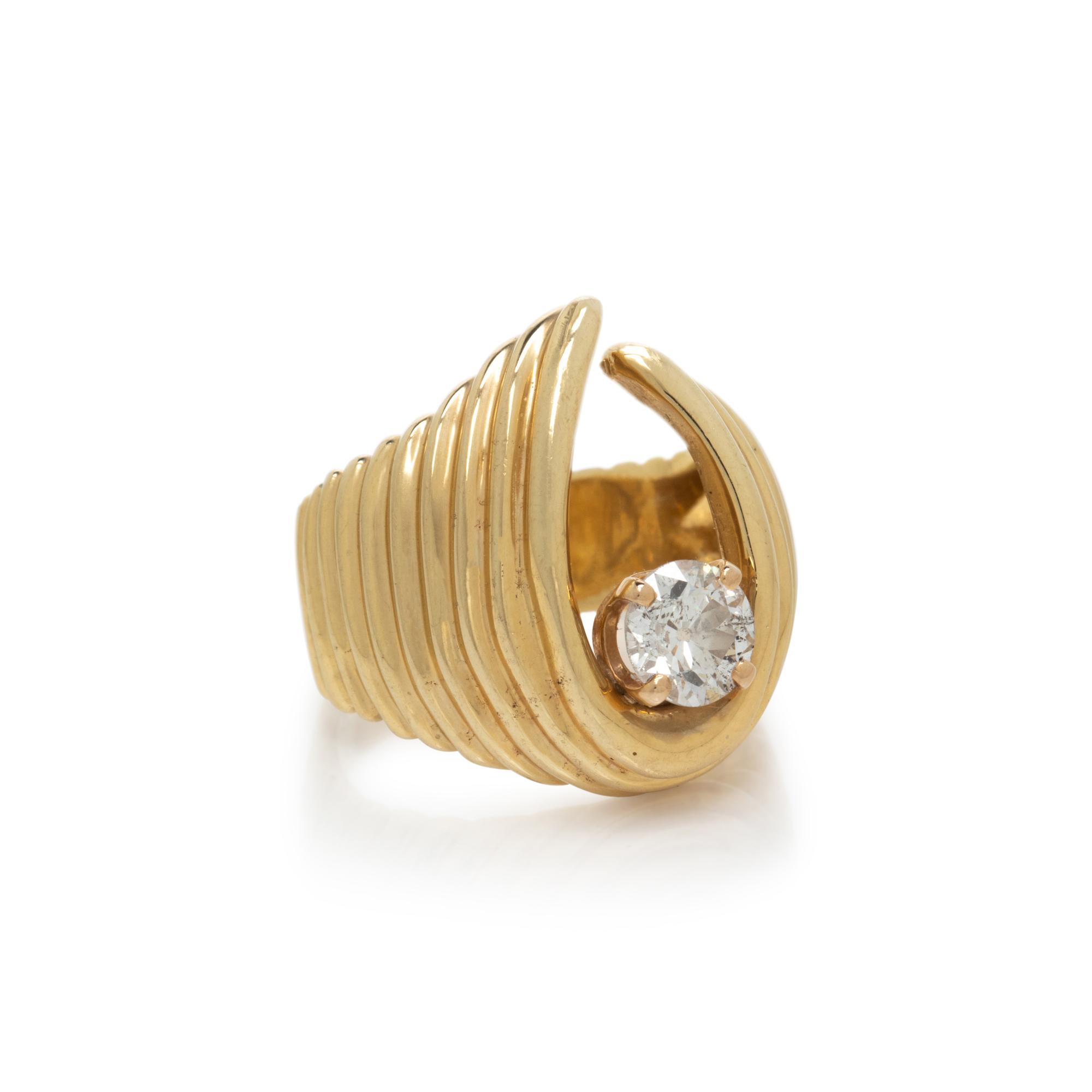 OLD EUROPEAN CUT DIAMOND AND YELLOW GOLD RING
