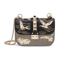 Valentino, Small Glam Lock Bag in Embroidered Leather