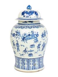 A Chinese Export Blue and White Porcelain Jar