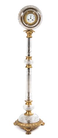 A French Gilt Metal Mounted Cut Glass Floor Clock Height 53 inches.