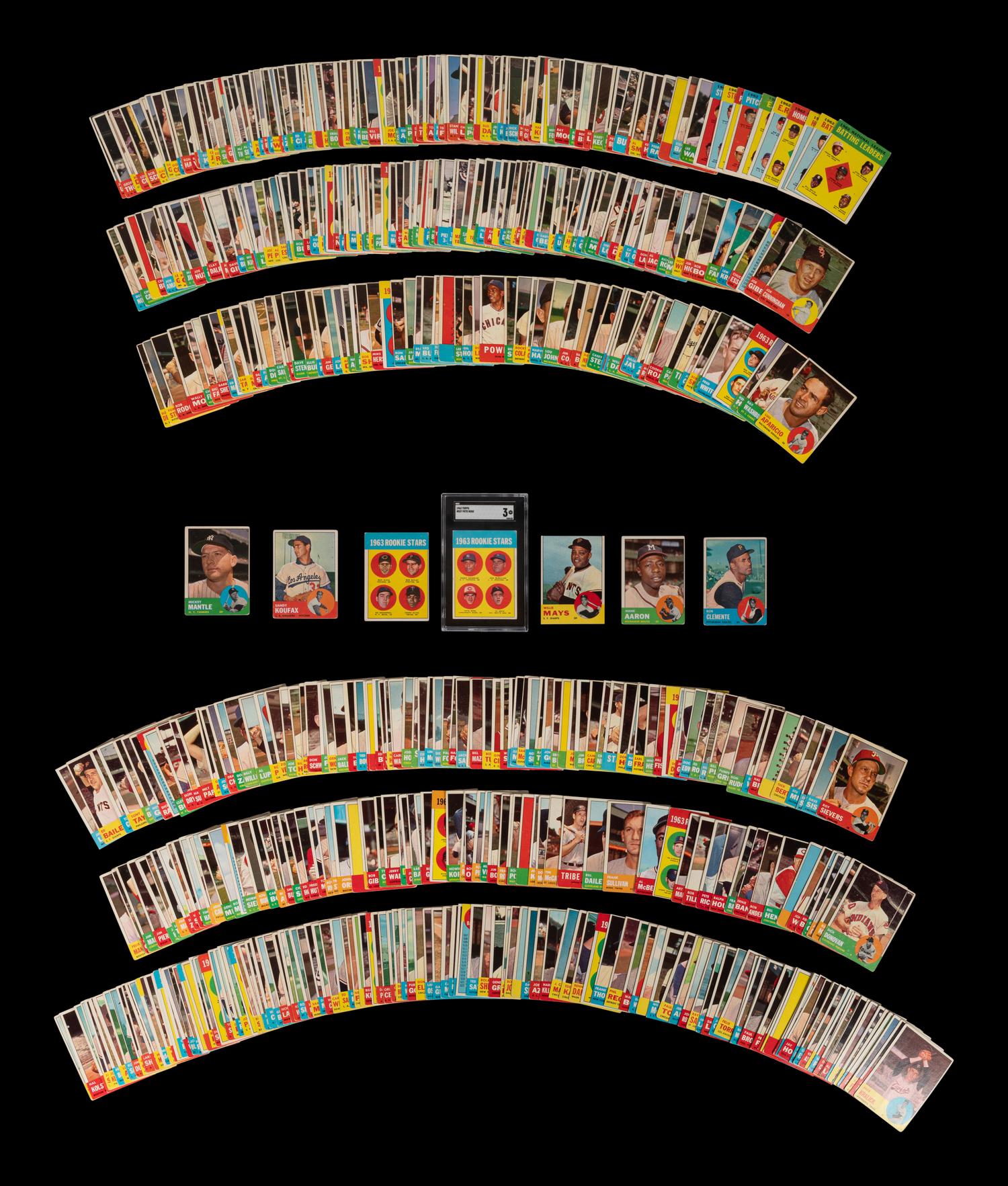 A Complete Set of 1963 Topps Baseball Cards (576/576) Including Graded Pete Rose Rookie,