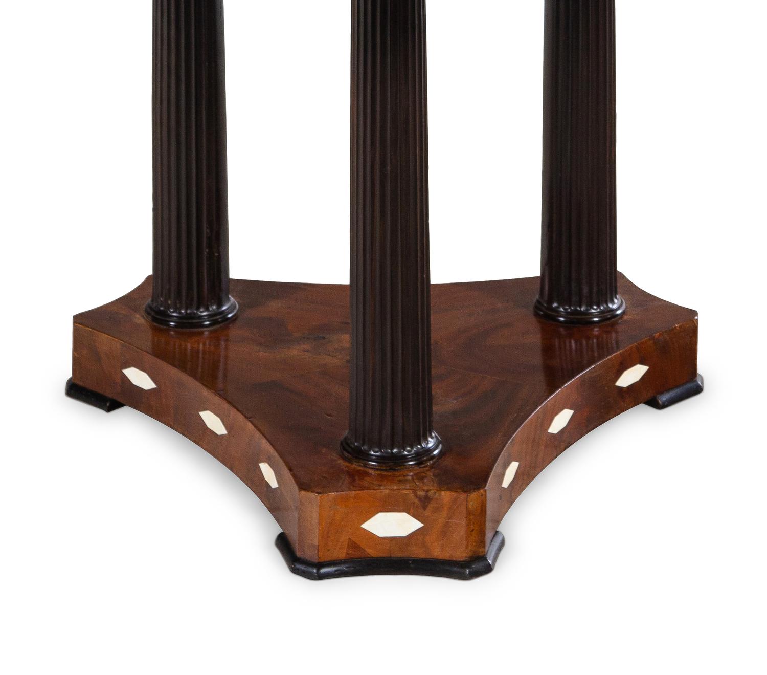 An Austrian Inlaid Mahogany and Ebony Marble-Top Center Table