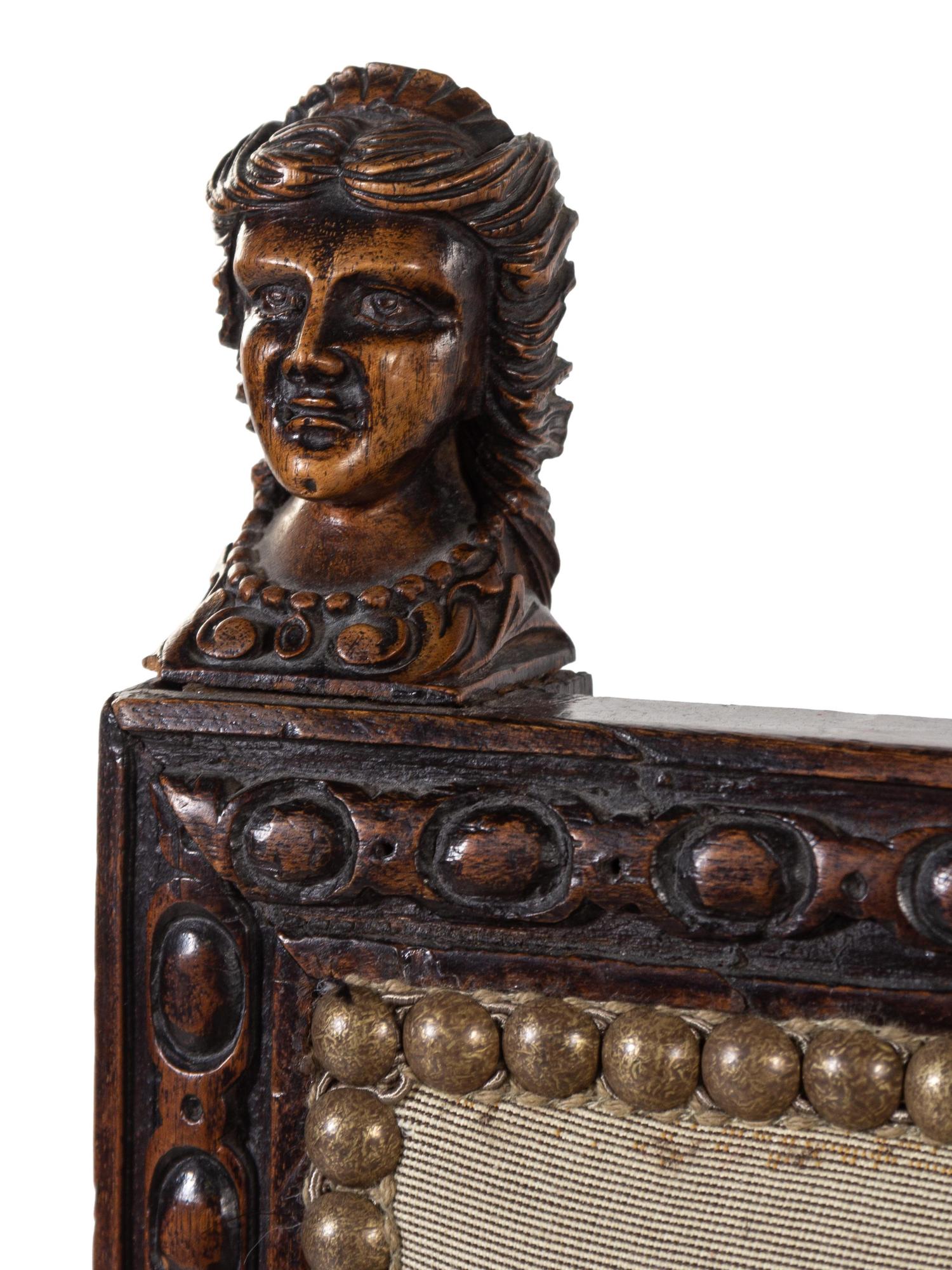 An English Carved Walnut Hall Bench