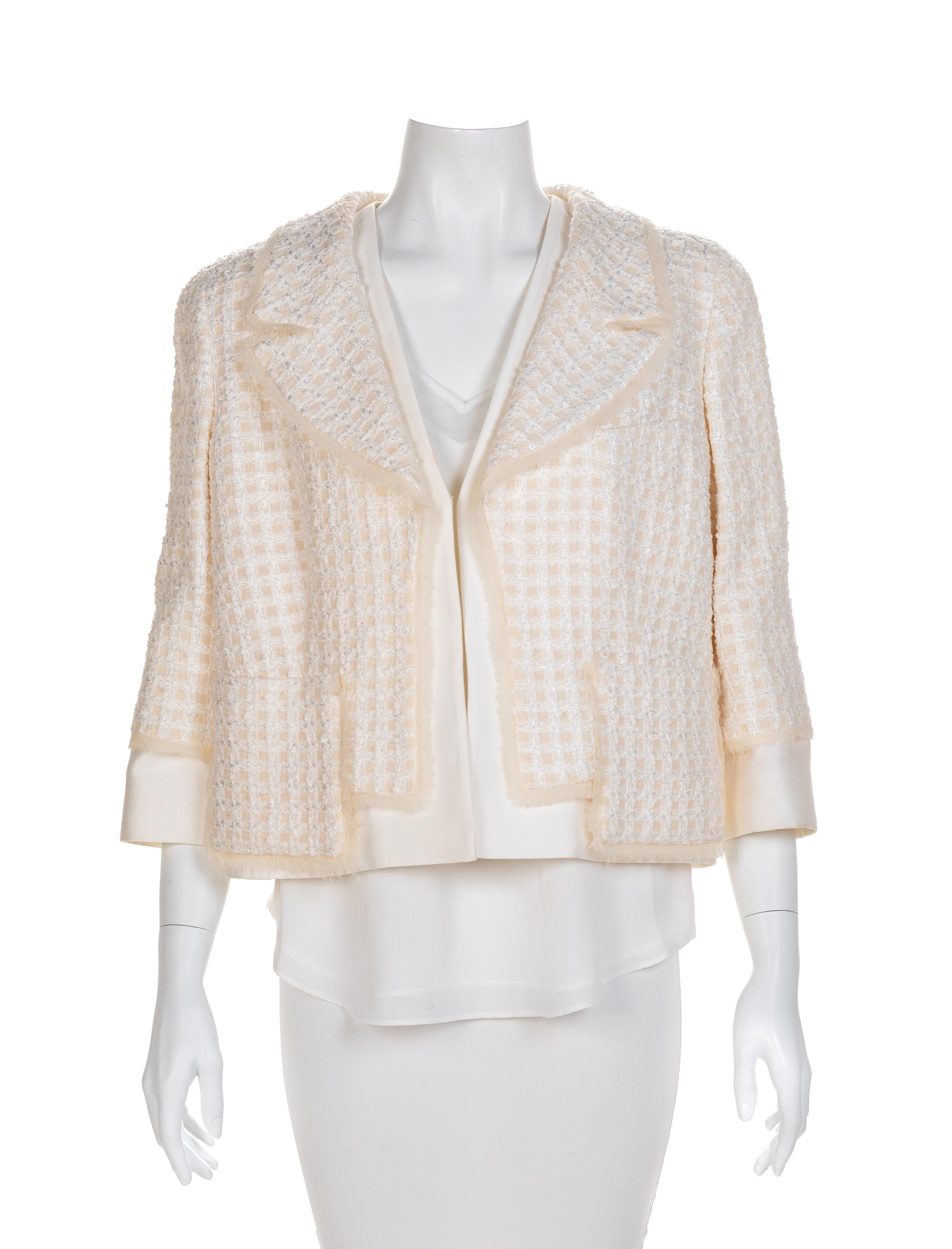 Oscar de la Renta Cream Jacket, 2000s Size label: 12