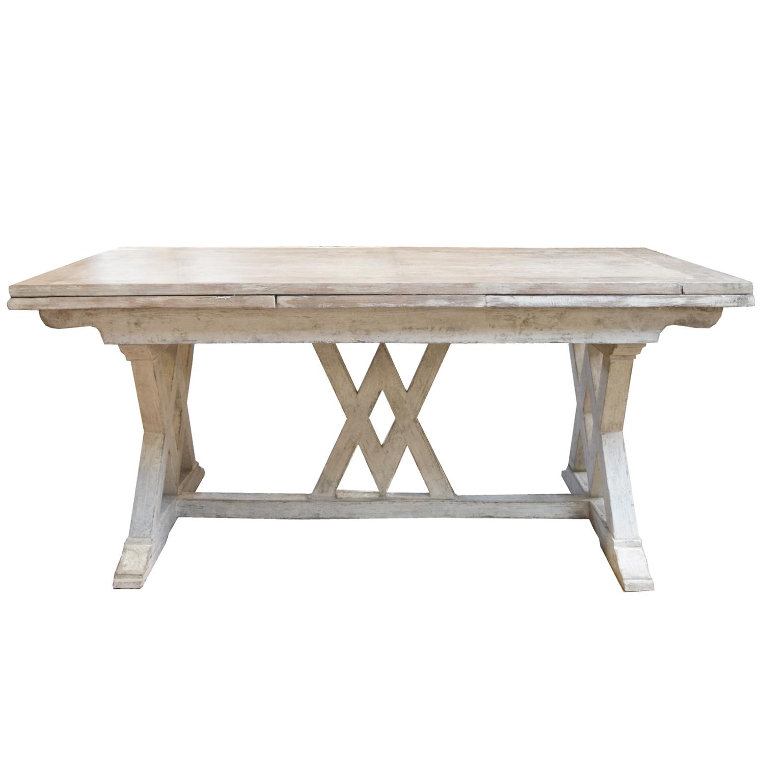 A Painted Draw Leaf Trestle Table 78.5" W x 37" D x 33" H — Italy, 20th Century