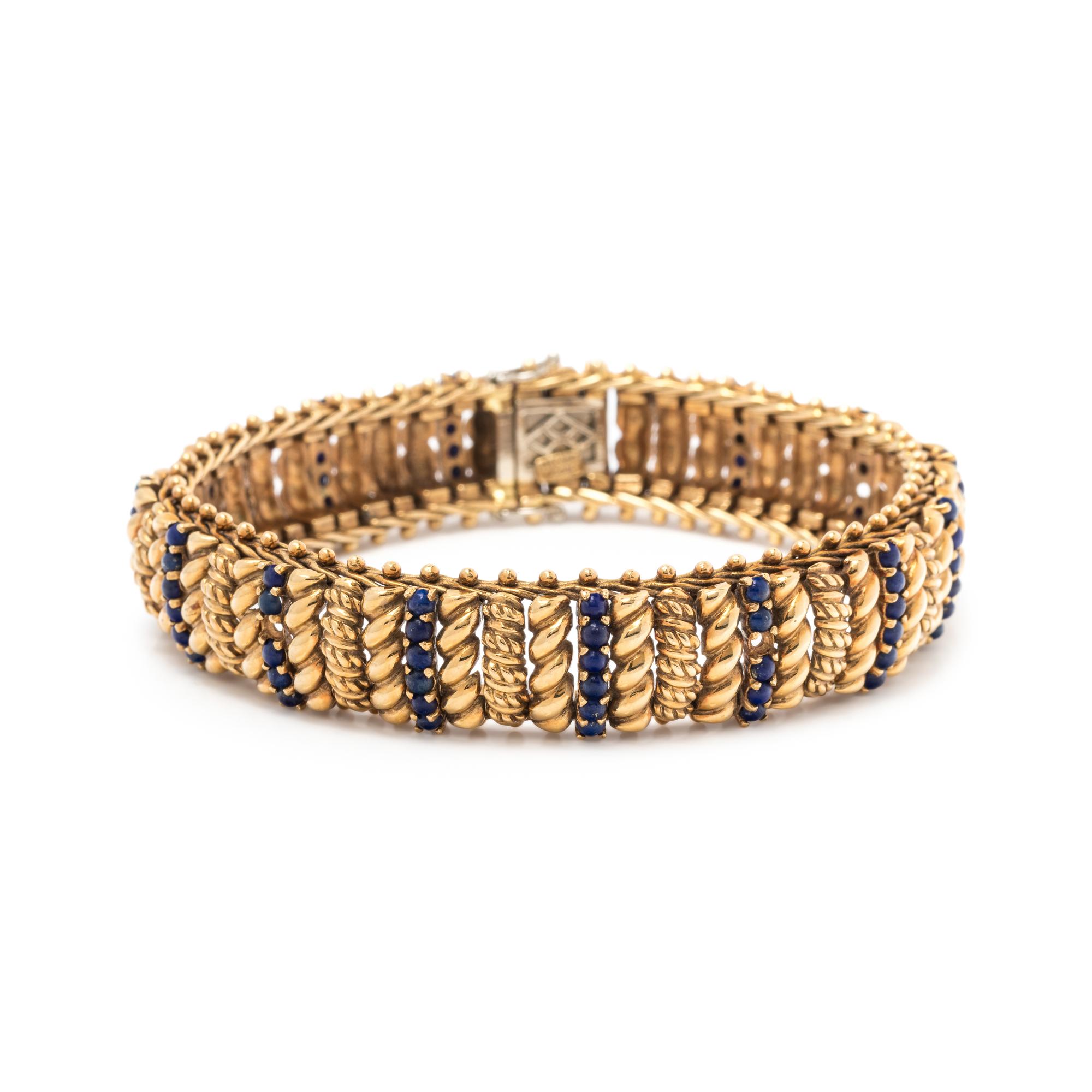 TIFFANY & CO., YELLOW GOLD AND LAPIS LAZULI BRACELET