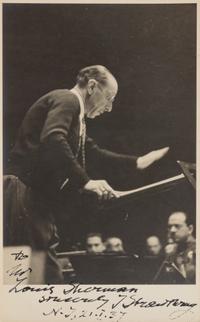 STRAVINSKY, Igor (1882-1971). Black and white photograph, signed (“I Stravinsky”) and additionally inscribed, 21 July 1937.
