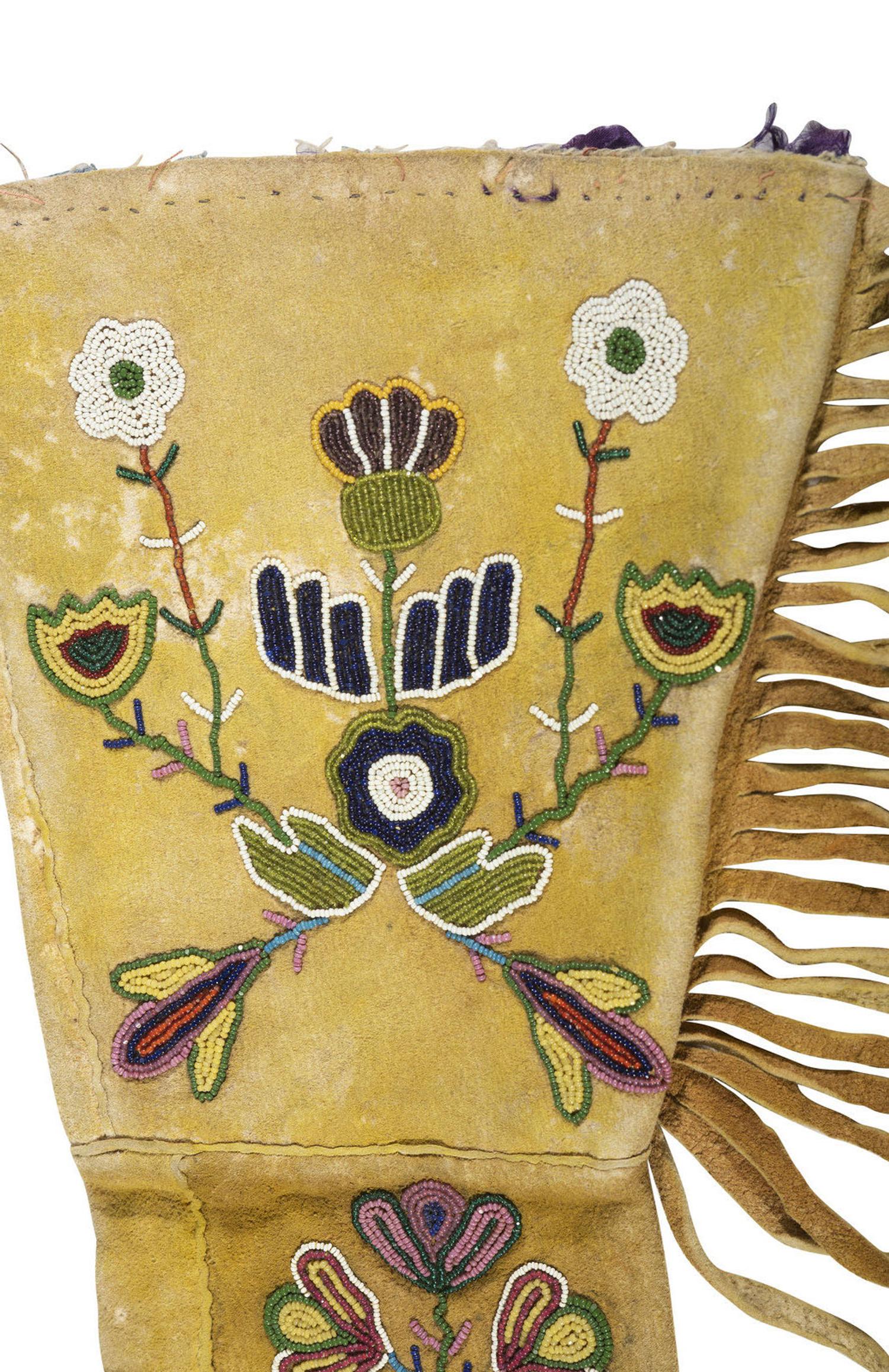 Apsáalooke [Crow] Beaded Hide Gauntlets