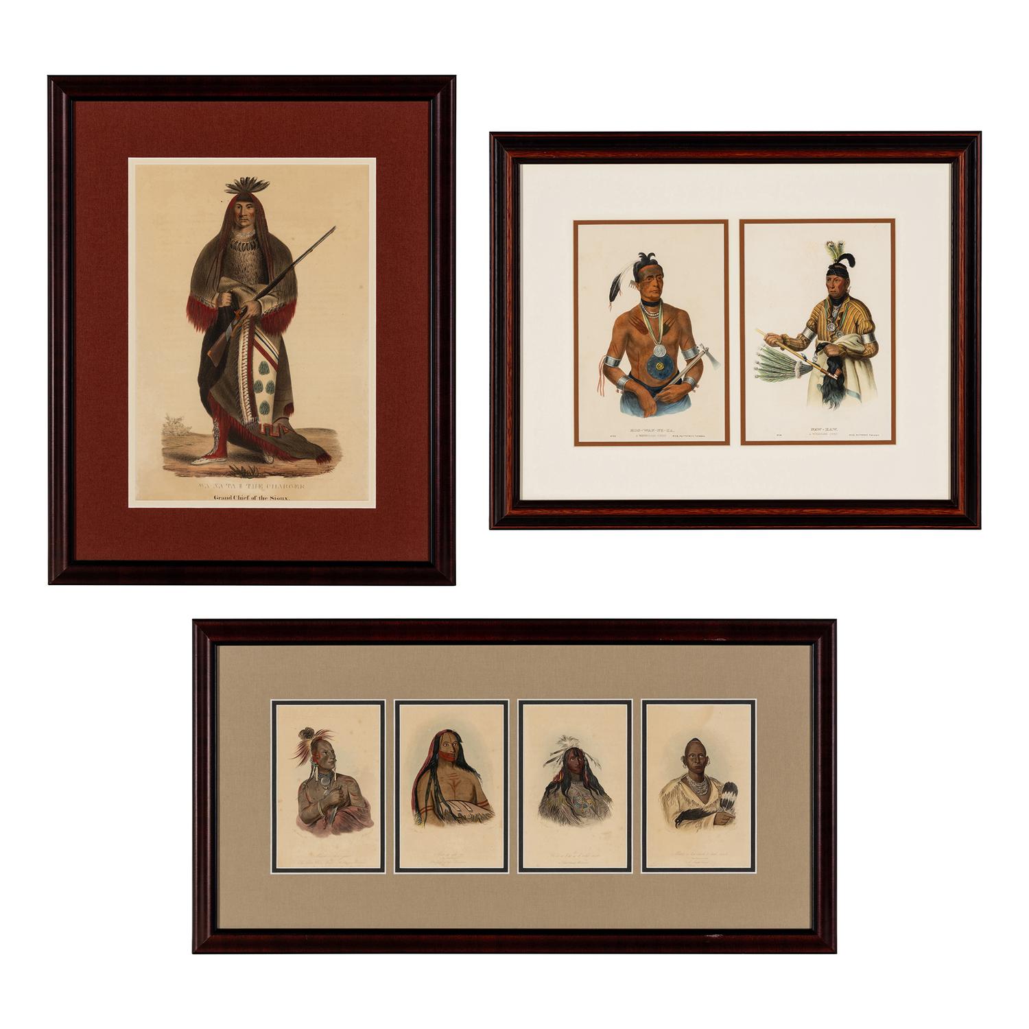 [Native Americana]. A group of 7 hand-colored lithographs depicting Native American subjects, comprising: