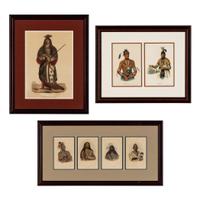[Native Americana]. A group of 7 hand-colored lithographs depicting Native American subjects, comprising: