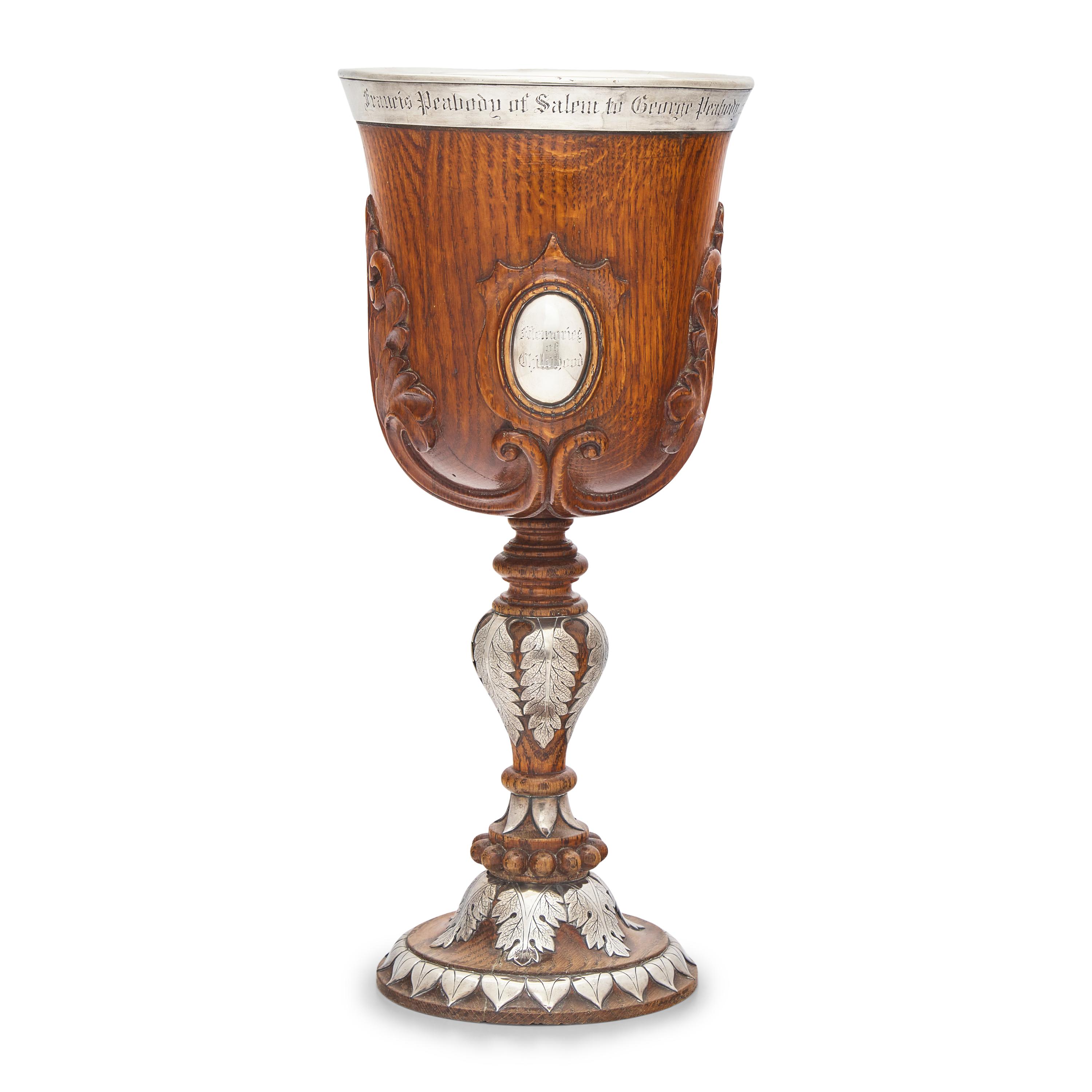 A Large Silver-Mounted Oak Presentation Goblet