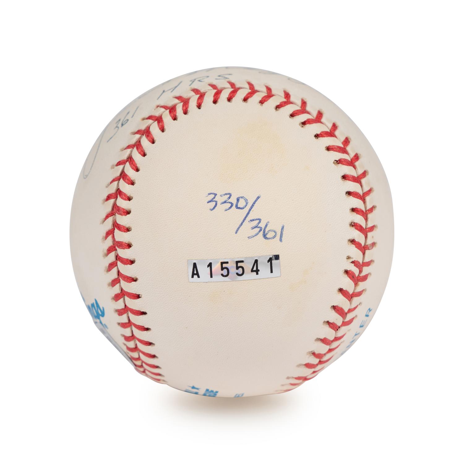A Joe DiMaggio Single Signed Autograph Limited 361 Home Runs Inscribed Baseball (Beckett Authentication Services Letter),