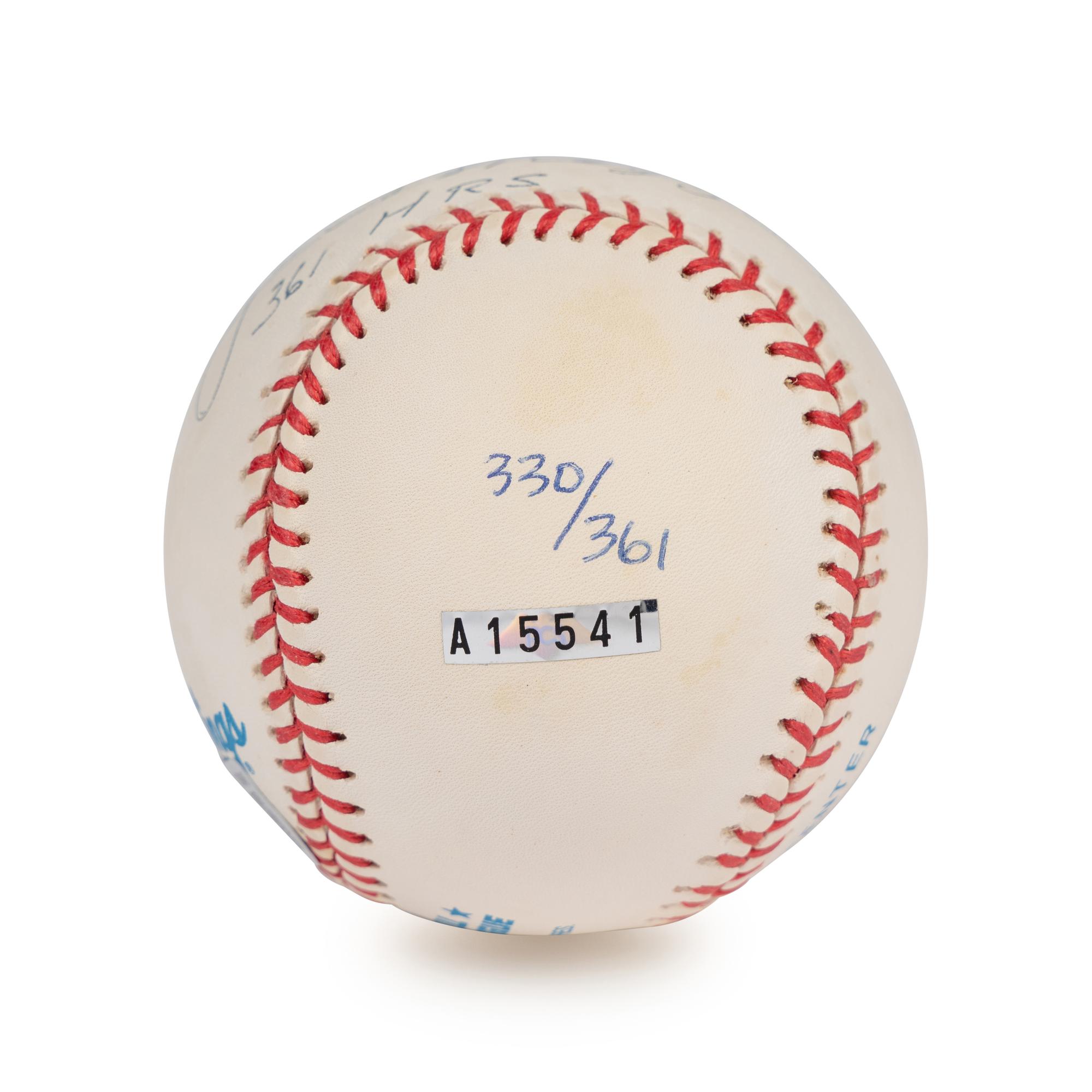 A Joe DiMaggio Single Signed Autograph Limited 361 Home Runs Inscribed Baseball (Beckett Authentication Services Letter),