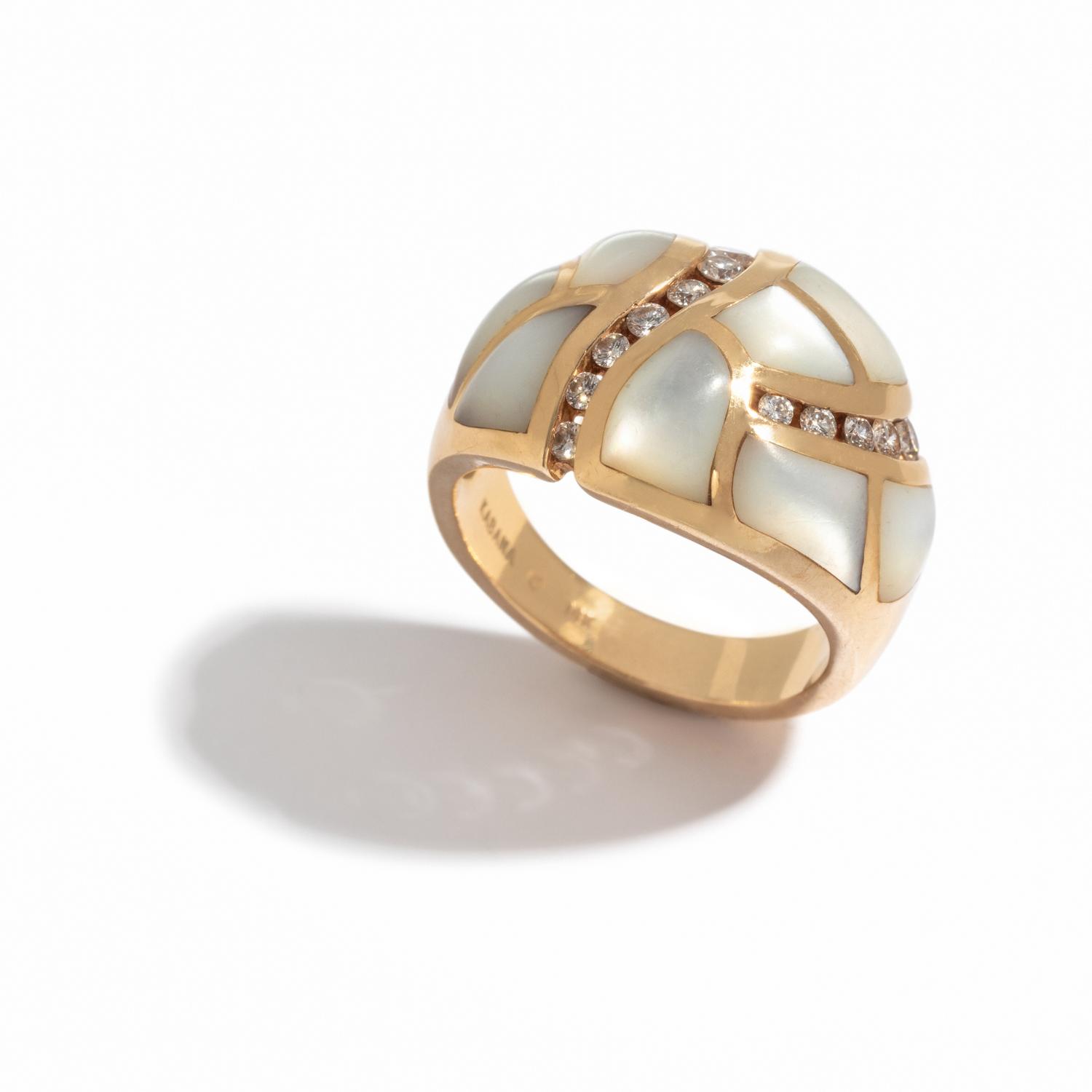 MOTHER-OF-PEARL AND DIAMOND RING