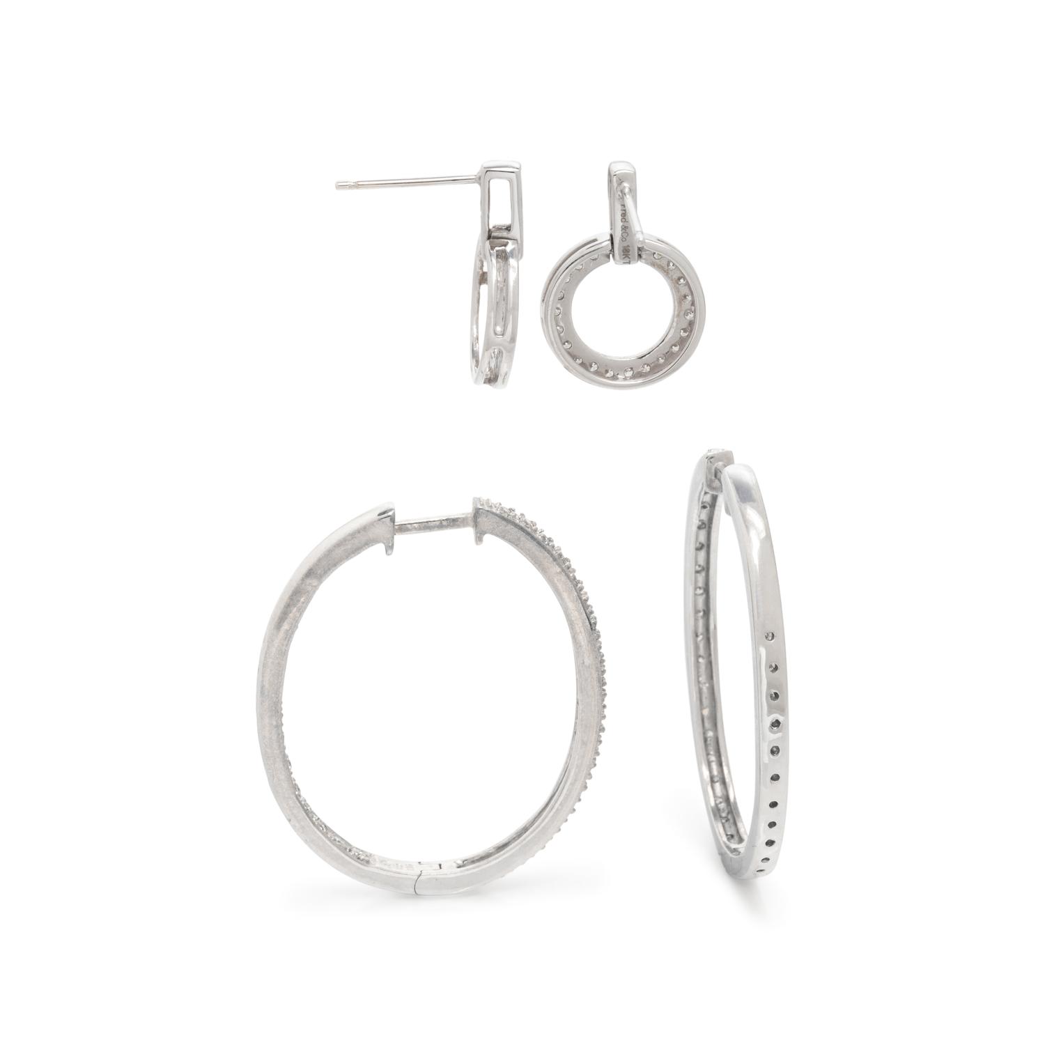 COLLECTION OF WHITE GOLD AND DIAMOND EARRINGS