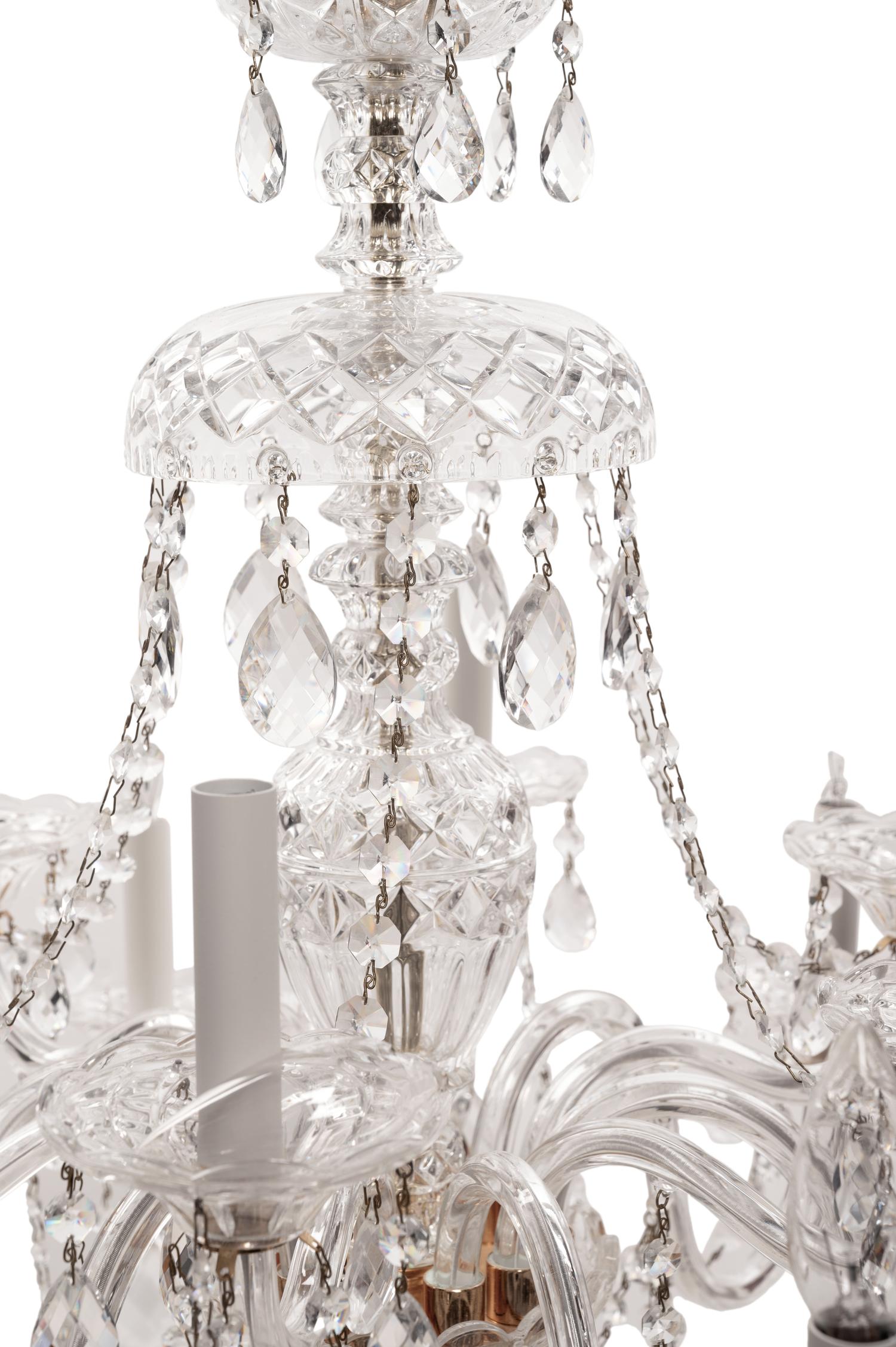 A Georgian Style Cut Glass Twelve-Light Chandelier