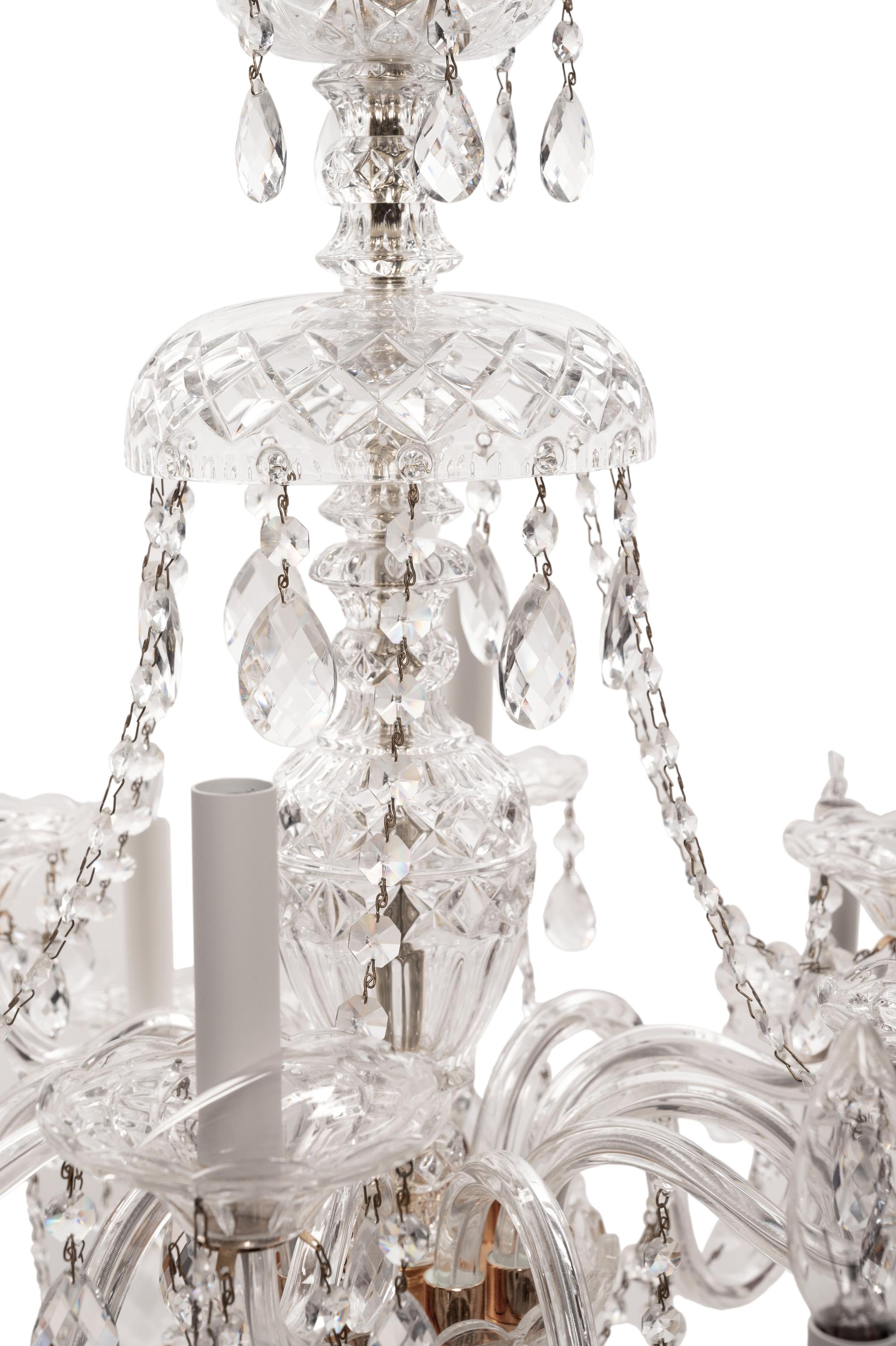 A Georgian Style Cut Glass Twelve-Light Chandelier
