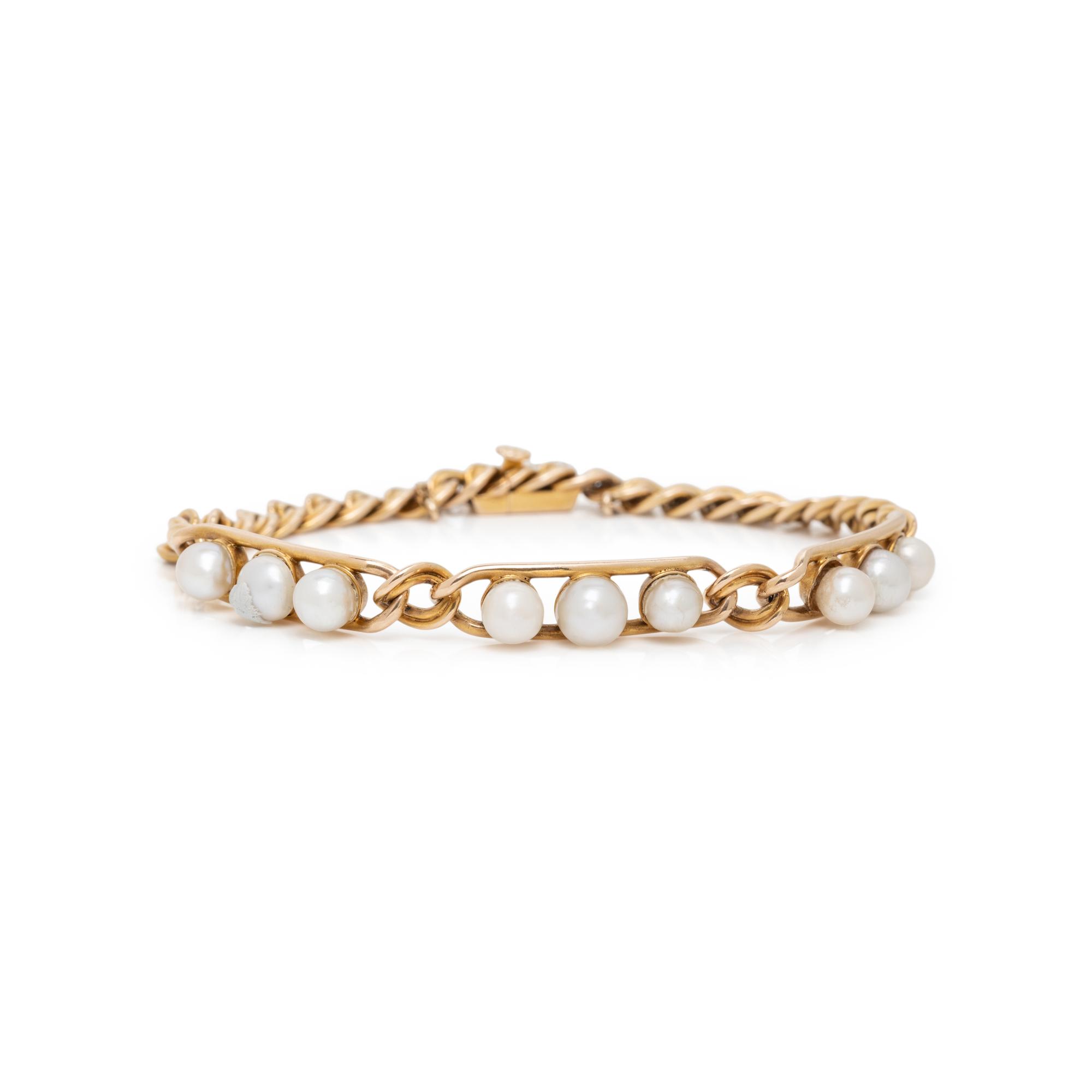 CULTURED PEARL AND YELLOW GOLD BRACELET