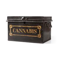 A Painted Tin Cannabis Storage Box