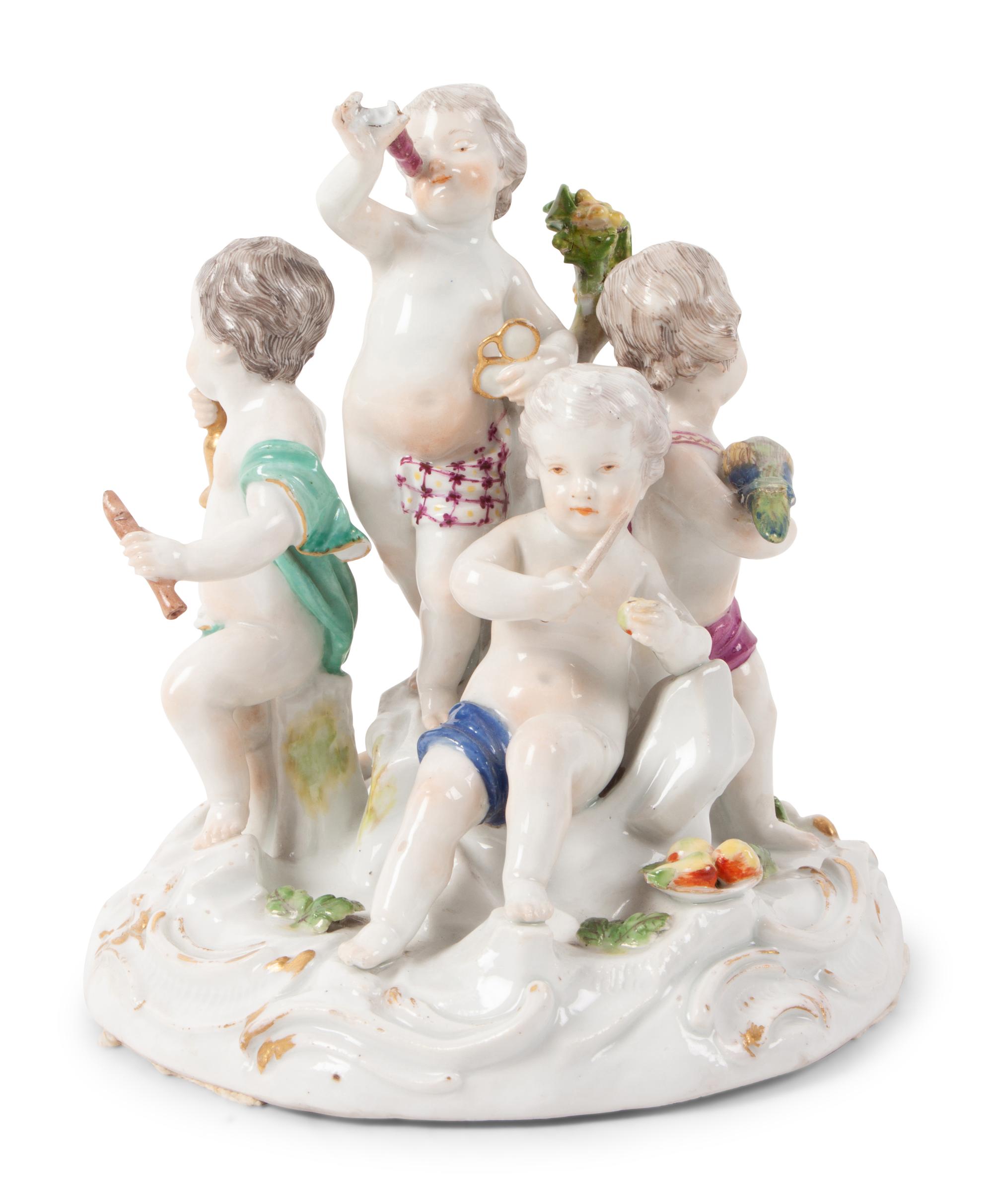 A Meissen Porcelain Allegorical Group of Five Senses
