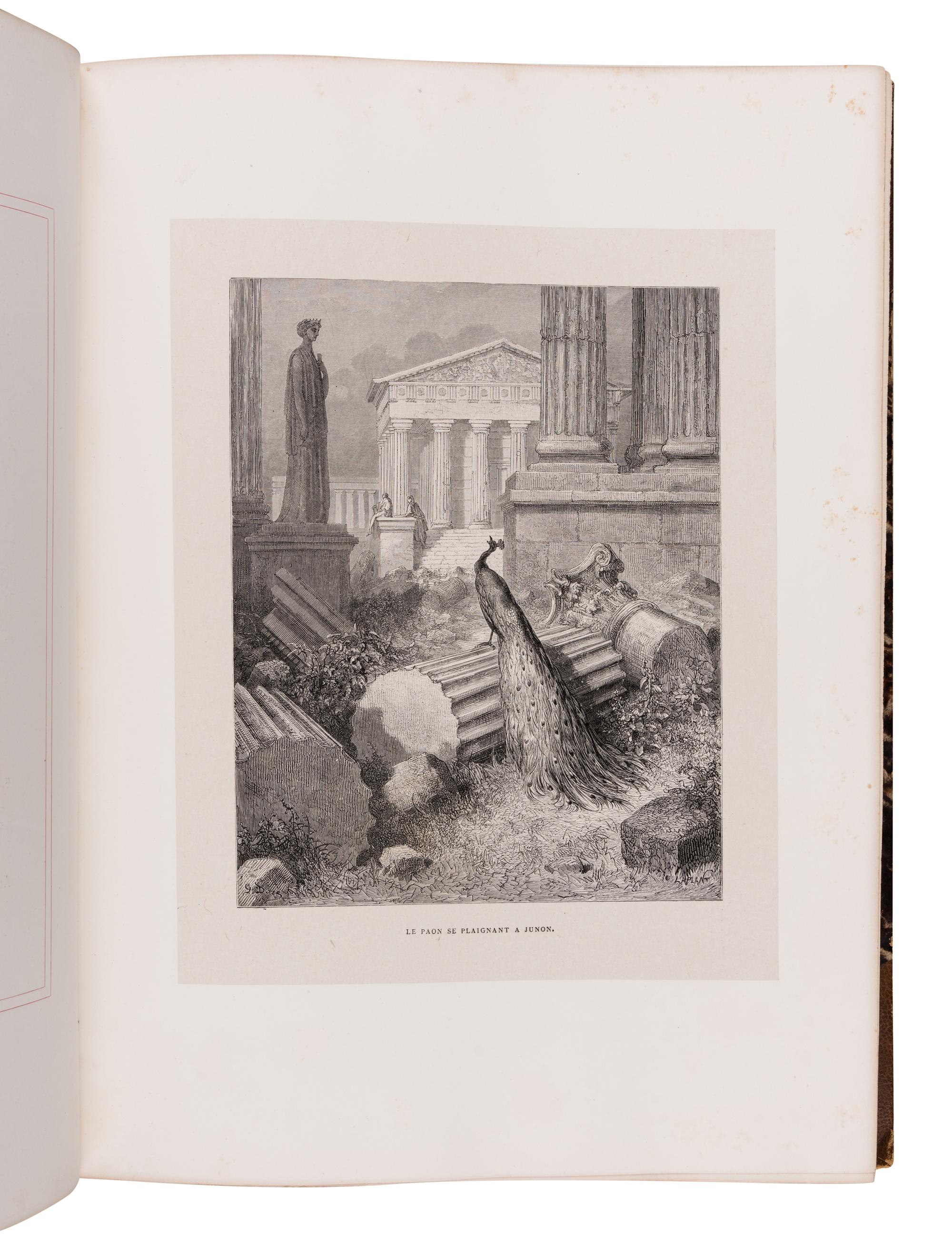 DORÉ, Gustave (1832-1883), illustrator -- FONTAINE, Jean de La (1621-1695). Fables de La Fontaine . Paris: L. Hachette et Cie, 1867.