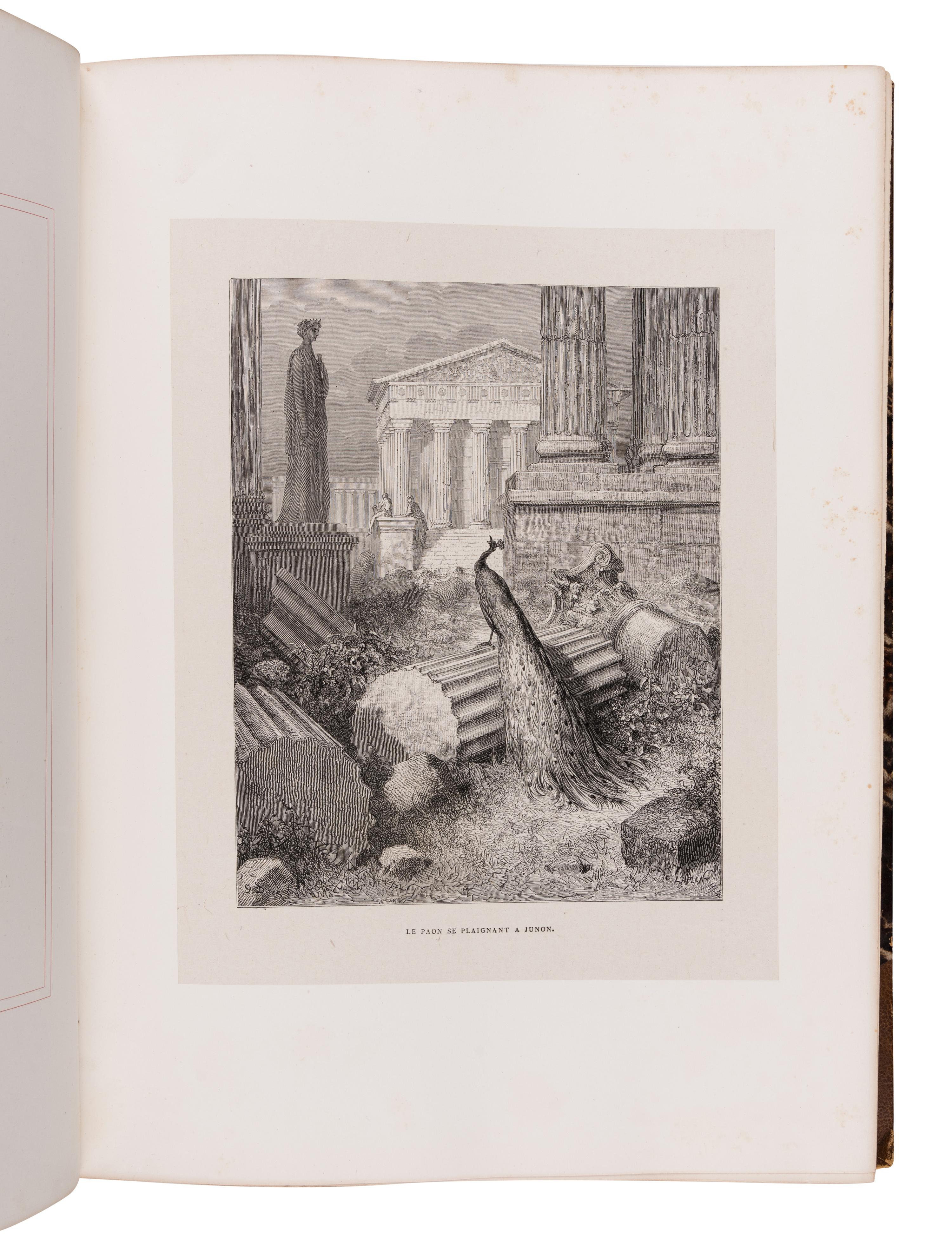 DORÉ, Gustave (1832-1883), illustrator -- FONTAINE, Jean de La (1621-1695). Fables de La Fontaine . Paris: L. Hachette et Cie, 1867.