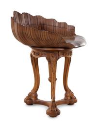 An Italian Grotto Style Carved Walnut Piano Stool