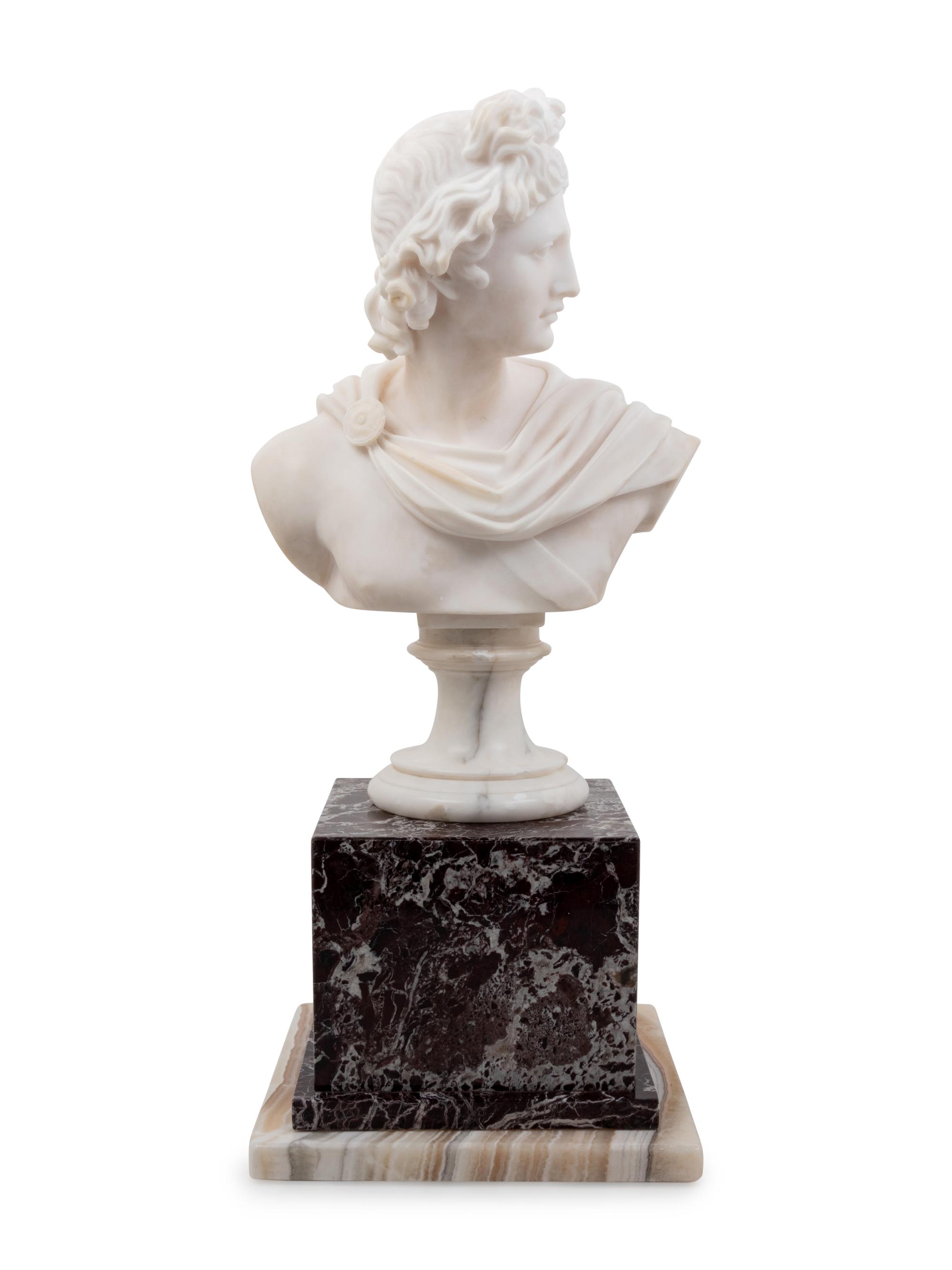 A Continental Marble Bust of Apollo Belvedere