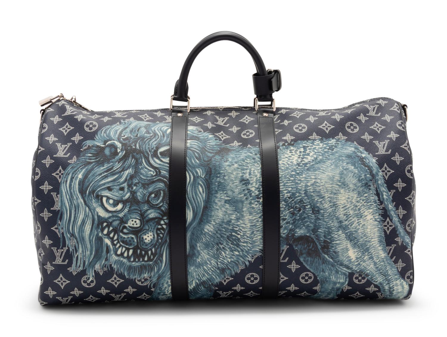 Louis Vuitton Limited Edition Keepall Bandoulière 55 in Monogram Savane Canvas with Lion Print, Chapman Brothers, Spring Summer 2017