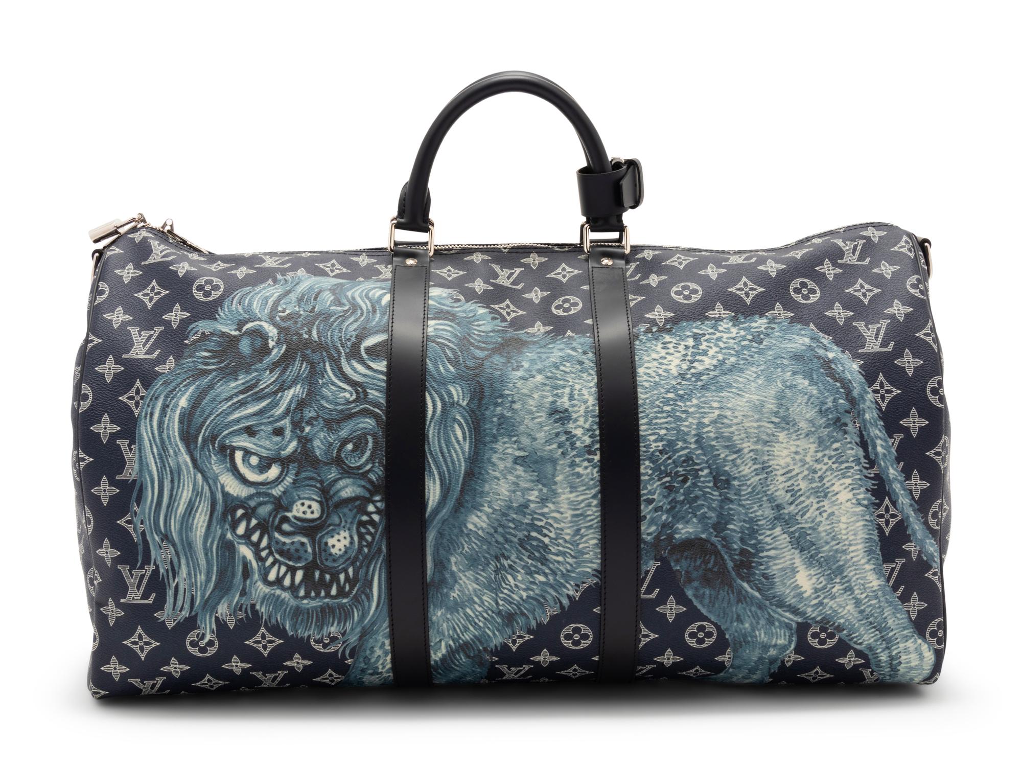 Louis Vuitton Limited Edition Keepall Bandoulière 55 in Monogram Savane Canvas with Lion Print, Chapman Brothers, Spring Summer 2017