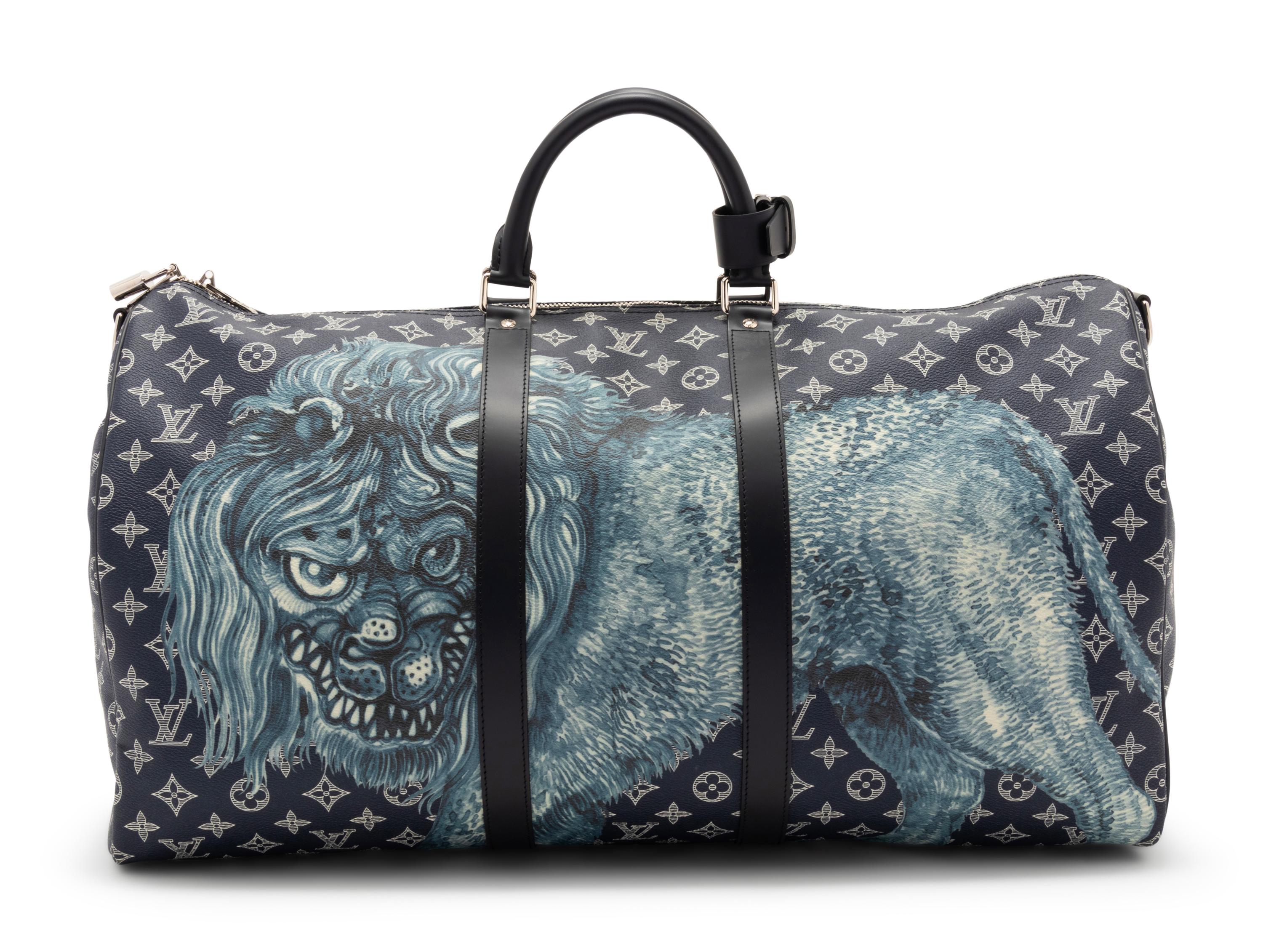 Louis Vuitton Limited Edition Keepall Bandoulière 55 in Monogram Savane Canvas with Lion Print, Chapman Brothers, Spring Summer 2017