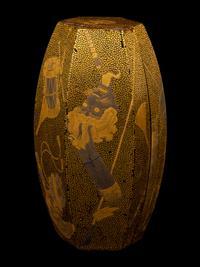 A Japanese Gold Lacquer Drum-Form Covered Box, Kobako
