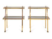 A Pair of Brass Two-Tier Side Tables in the Style of Maison Jansen